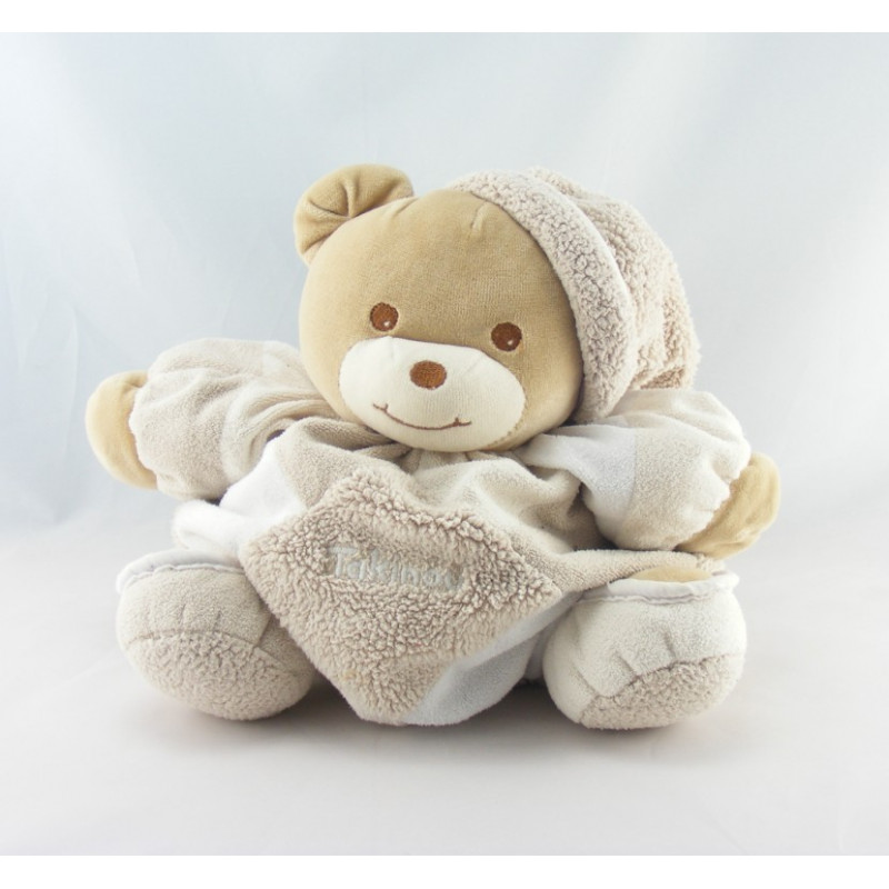 Doudou ours boule ecru beige blanc TAKINOU 28 cm