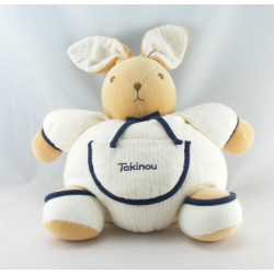 Doudou lapin patapouf blanc bleu marine TAKINOU