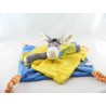 Doudou plat ane calin bleu jaune PLAYKIDS