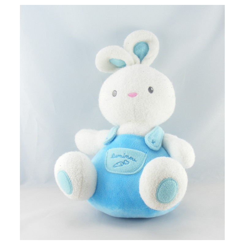 Doudou lapin rayé bleu luminou JEMINI