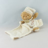 Doudou et compagnie bio ours blanc beige fleurs 14 cm