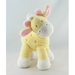 Doudou Girafe jaune et marron avec écharpe bleue Nicotoy