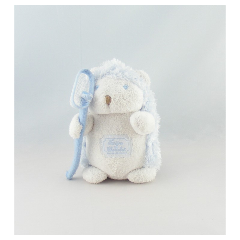 Doudou hérisson bleu ciré jaune TARTINE ET CHOCOLAT 