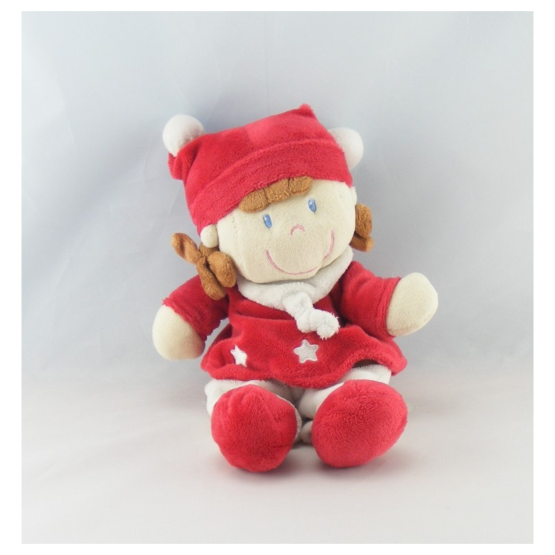 Doudou lutin garçon blanc rouge étoile NICOTOY NEUF