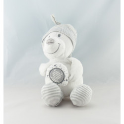 Doudou ours blanc bandanas gris NICOTOY