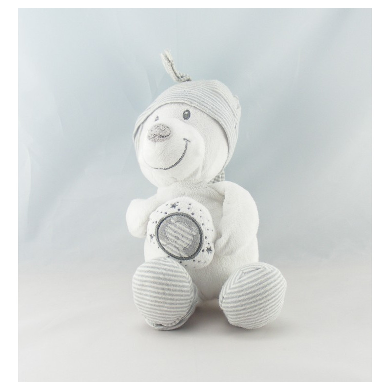 Doudou ours blanc bandanas gris NICOTOY