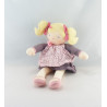 Doudou poupée chiffon robe prune pois couettes COROLLE