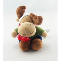 Doudou elan cerf renne bonnet écharpe verte NICOTOY