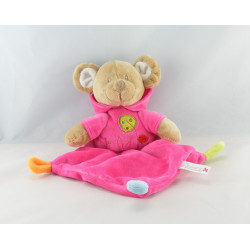 Doudou plat Mimi la souris rose fleurs NICOTOY KIABI