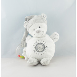 Doudou musical ours blanc rayé gris étoiles NICOTOY