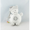 Doudou musical ours blanc rayé gris étoiles NICOTOY