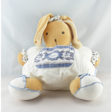 Doudou range pyjama lapin blanc fleurs bleu Lys KALOO