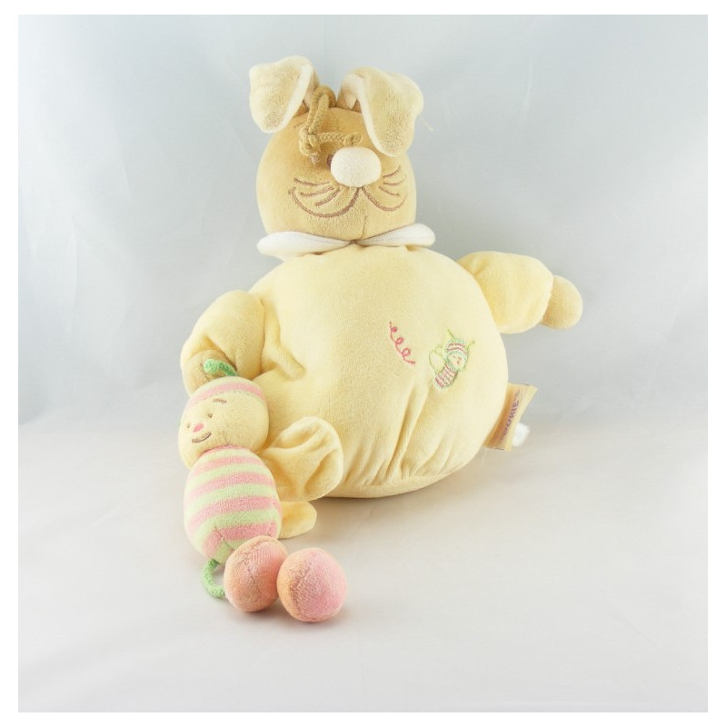 Doudou musical lapin jaune Gaspard avec abeille NOUKIE'S