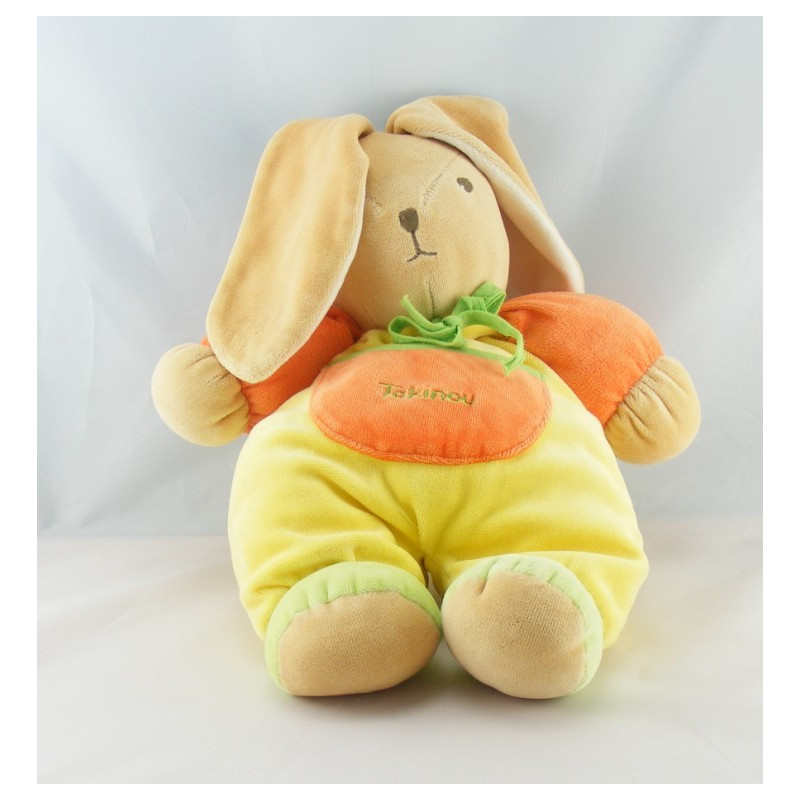 Doudou lapin jaune vert orange TAKINOU 