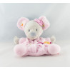 Doudou plat souris rose oiseau vert NICOTOY