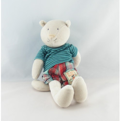 Doudou chat robe orange fleurs La Grande Famille MOULIN ROTY