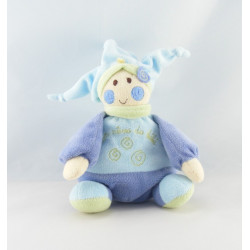 Doudou marionnette lutin bleu vert spirale REVE DE BEBE