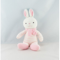 Doudou lapin blanc rose rayé Luminou 