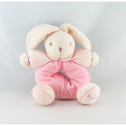 Doudou Lapin boule lilirose fleurs bonnet rose Kaloo 