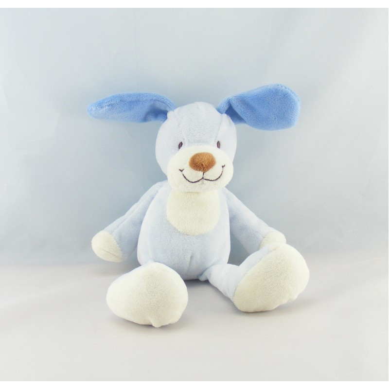 Doudou plat Chien bleu vert Nicotoy 