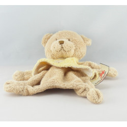 Doudou plat ours beige maillot mauve avec coeur NICOTOY
