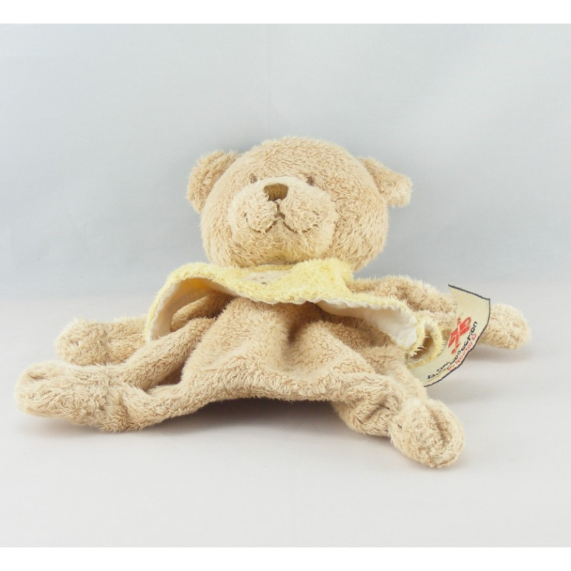 Doudou plat ours beige maillot mauve avec coeur NICOTOY