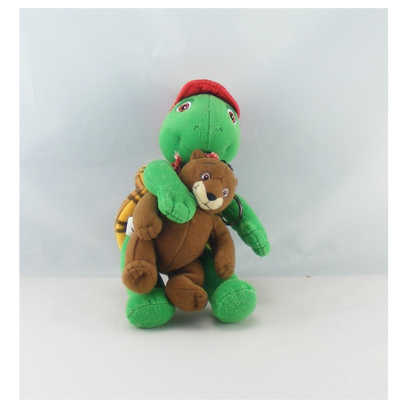 Peluche tortue Franklin avec doudou ours martin JEMINI