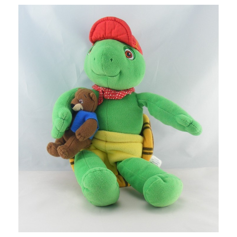 Peluche tortue Franklin avec doudou ours martin JEMINI