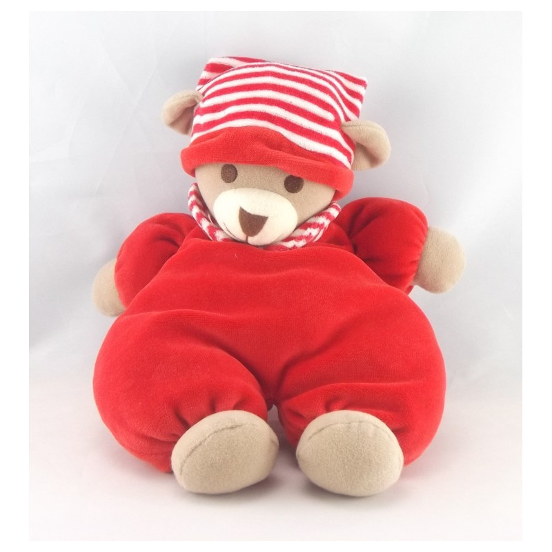 Doudou ours blanc rouge NOUNOURS