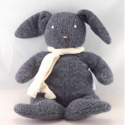 Doudou lapin bleu marine écharpe blanche COROLLE