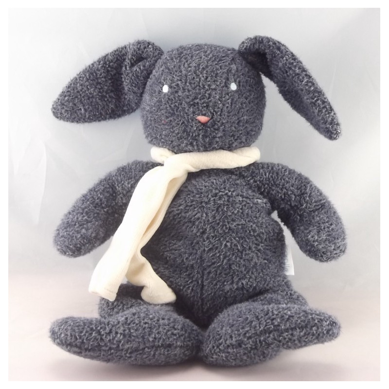 Doudou lapin bleu marine écharpe blanche COROLLE