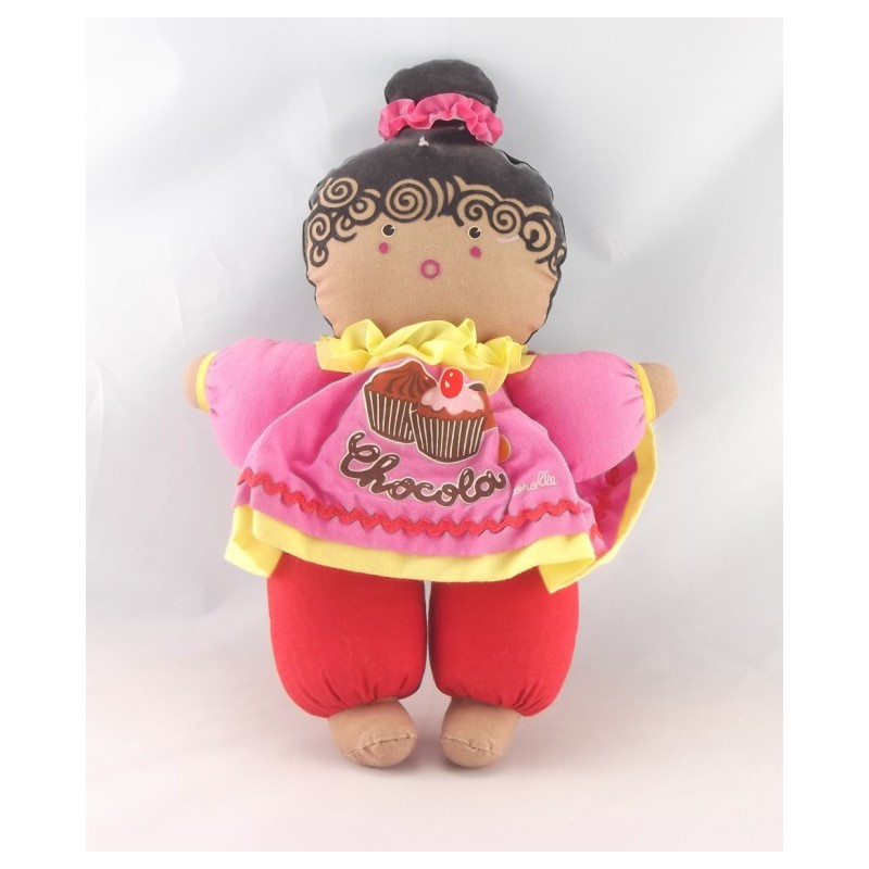 Doudou hochet le petit Garcon Jardinier - Tablier Vichy Rouge Corolle