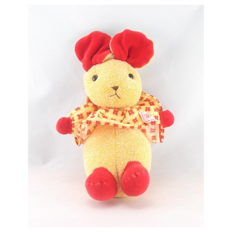 Doudou souris rouge jaune fraises NOUNOURS