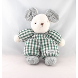 Doudou souris verte rayé carreaux NOUNOURS
