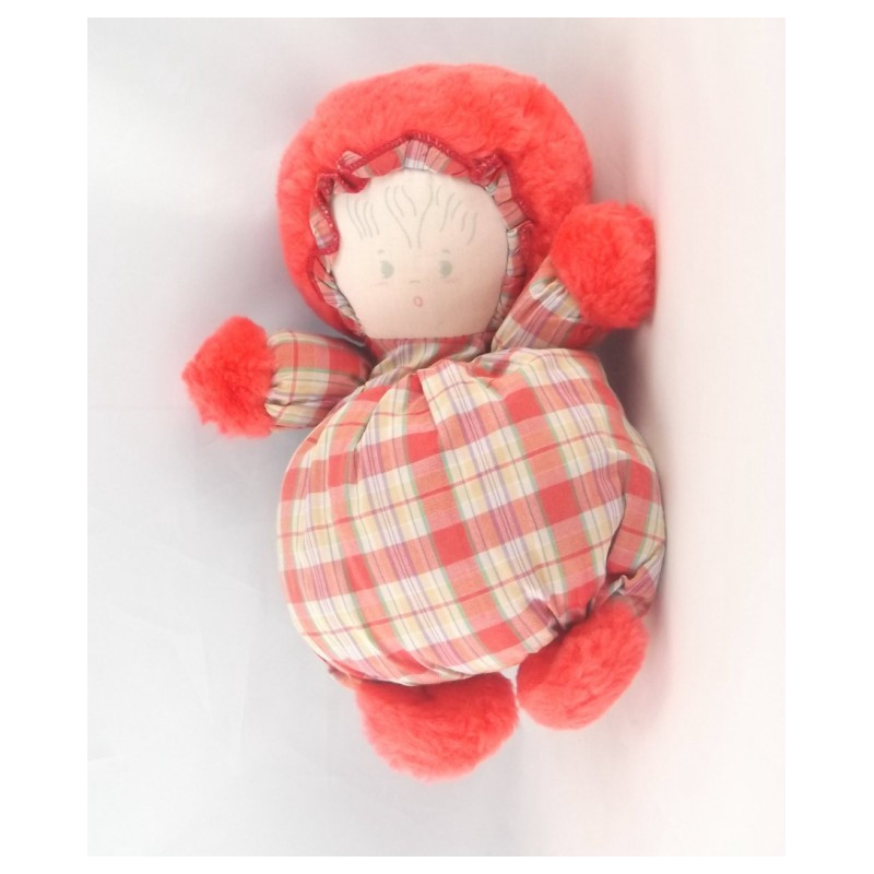 Doudou poupée salopette mauve blanc fleur NOUNOURS