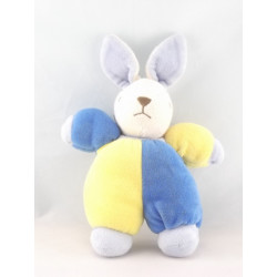 Doudou lapin bleu jaune NOUNOURS