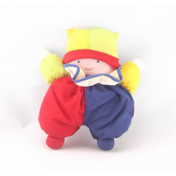 Doudou lutin clown rouge bleu vert COROLLE