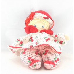 Doudou poupée chiffon rose carreaux robe fleurs couettes COROLLE