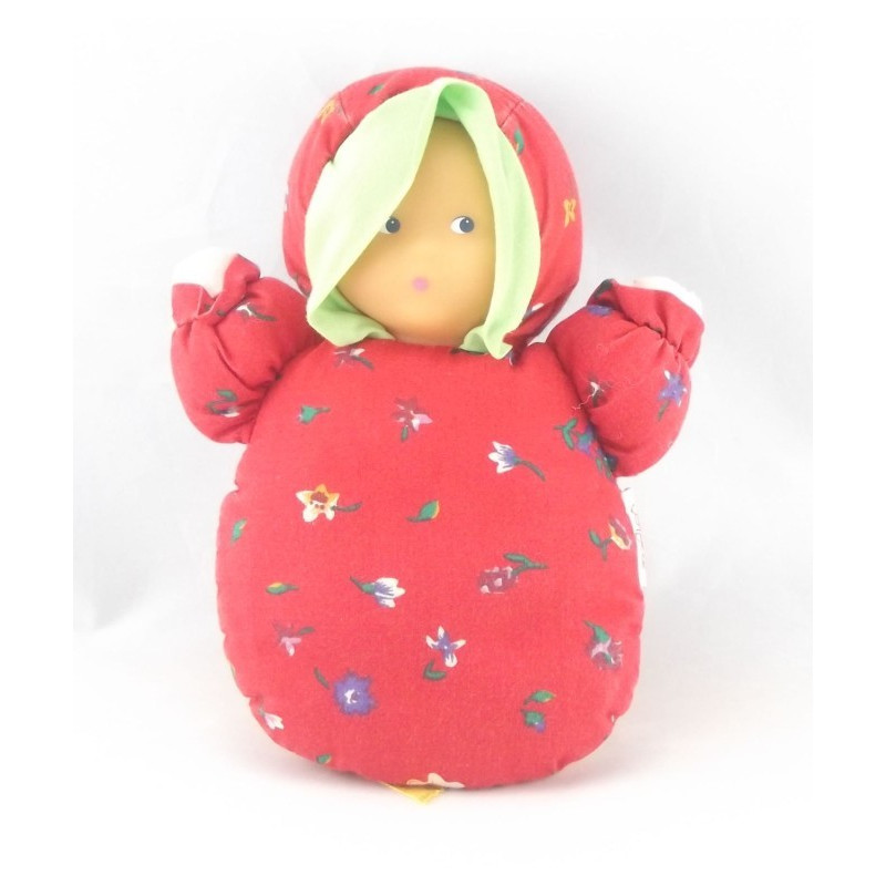 Doudou poupée chiffon rouge cerises COROLLE