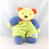 Doudou ours bleu vert jaune fleur NOUNOURS