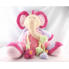 Doudou semi plat éléphant rose mauve fleurs NATTOU