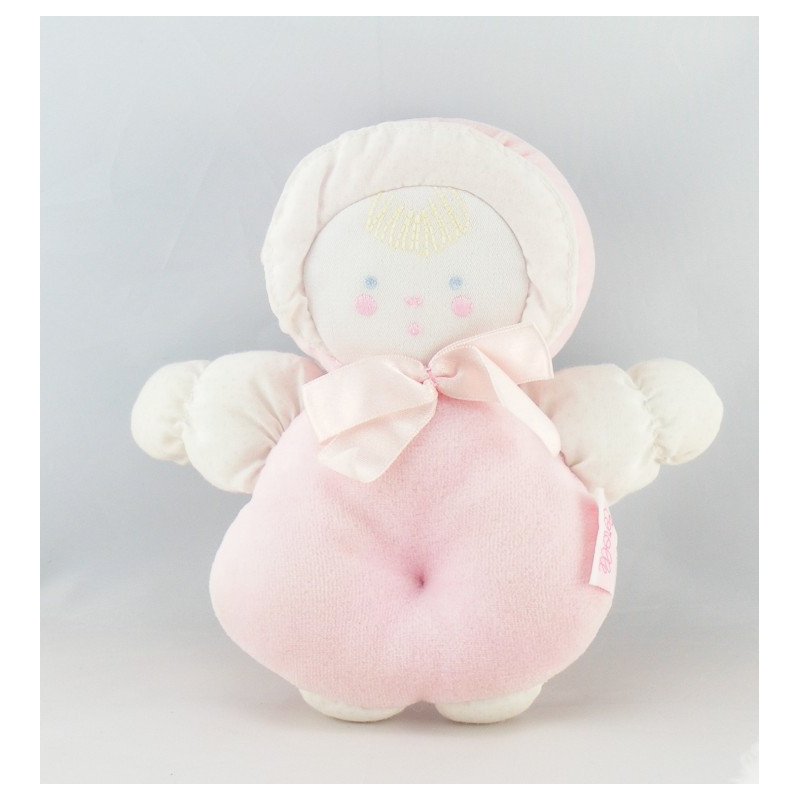 Doudou hochet bébé rose pois BABI COROLLE 1995