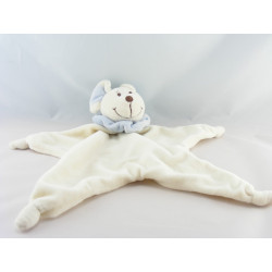 Doudou plat souris blanche bleu BAMBIA