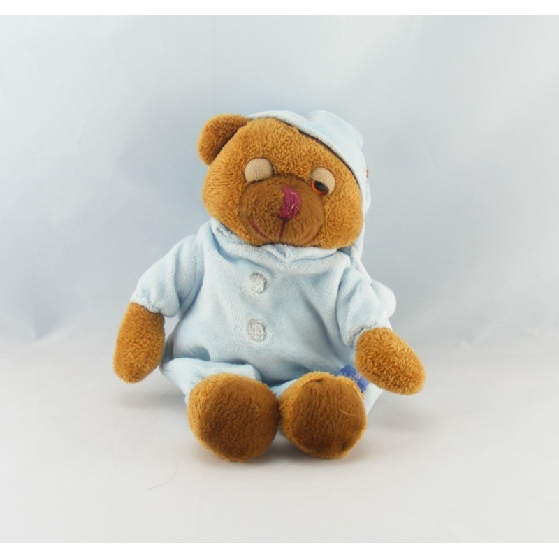 Doudou ours brun pyjama bleu DOUDI