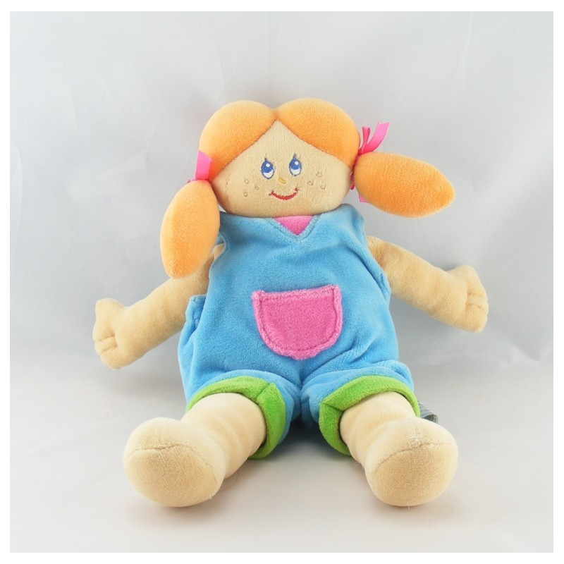 Doudou plat Lion Orange jaune bleu vert ANNA CLUB PLUSH