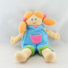 Doudou plat Lion Orange jaune bleu vert ANNA CLUB PLUSH