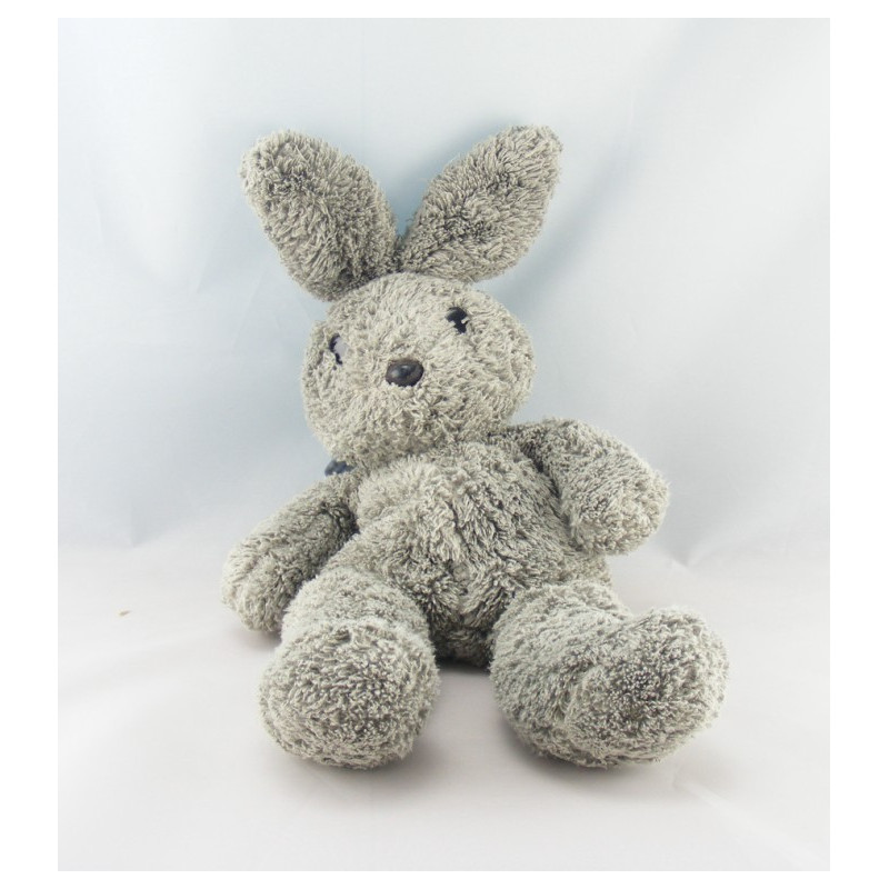 Doudou lapin blanc rose gris NOUNOURS 