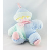 Doudou clown rose bleu jaune hochet COROLLE