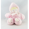 Doudou poupée chiffon bébé tendre rose fleurs rouge COROLLE 1993
