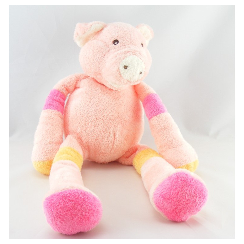 Doudou musical cochon rose jaune NOUNOURS